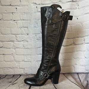 Black Leather Knee-High Boots